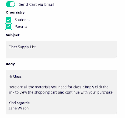 Email options in Google Classroom